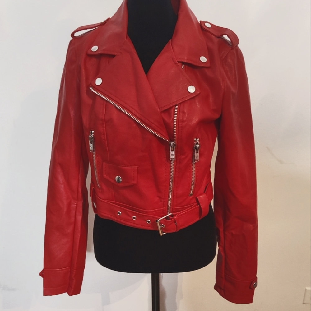 💔SOLD💔 Current Mood Born Sinner Moto Jacket - Red - Size S - Picture 13 of 13